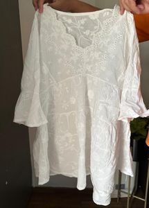 White Embroidered Tunic Top/kurti