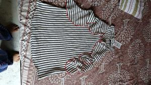 Striped Ruffle Trim Top