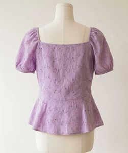 Lilac Eyelet Peplum Top