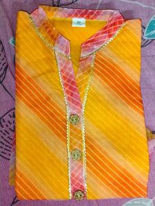 Orange & Yellow Striped Kurti