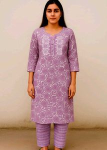 Purple Printed Pant Kurta Set