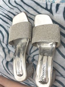Sparkly Silver Slides