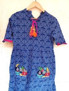 Blue Designer With Pockets Kurta (Women)