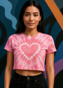 Pink Heart Tie-Dye Crop Top