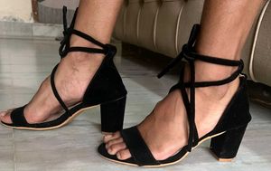 Chic Black Tie-Up Sandals