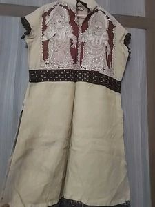 Beige Printed Kurti