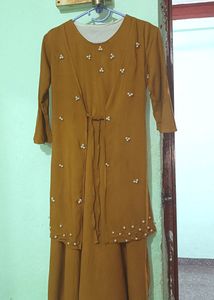 Mustard Colour One Piece/ Round Top