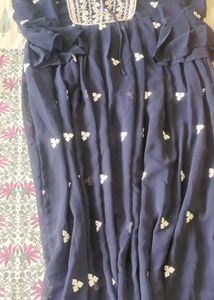 Elegant Navy Blue Embroidered Dress