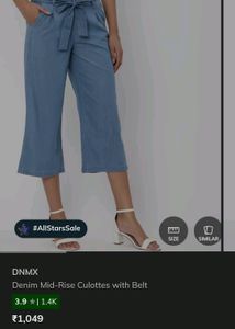 DNMXDenim Mid-Rise Culottes with Belt