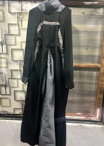 Front Open Abaya With Work On Back