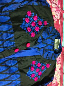 Embroidered Black &amp; Blue Kurti