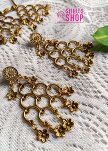 Gold Flower Dangle Earrings