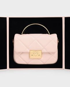 Charles &amp; keith Quilted Boxy Top Handle Bag - Pink