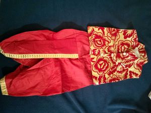 Boys Festive Red Jacket And Dhoti