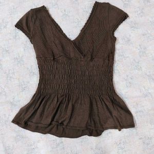 🤎 Chocolate Brown Shirred Top! 🤎