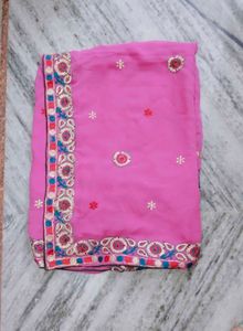 Elegant Pink Saree(no blouse)