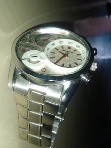 Mens Metallic Silver Watch