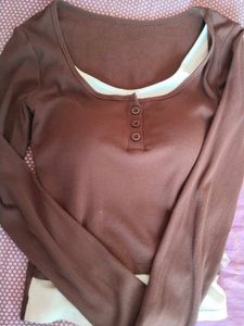 Brown Long Sleeve Top
