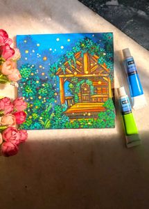Mini cabin in wood Acrylic Painting