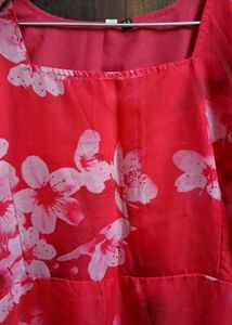 Pink Floral Chiffon Dress