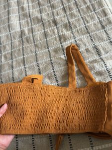 Mustard Front Tie Top