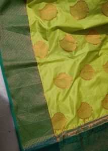 Lime Green &amp; Gold Saree