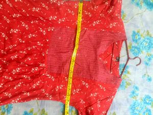 Red Floral Print Kurta
