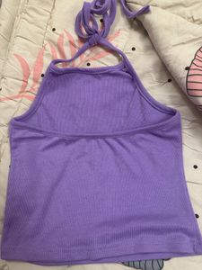 Cute Lilac Halter Backless Crop Top