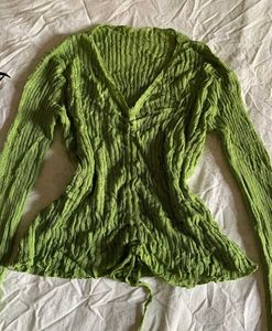 H&amp;M Green Textured Knit Top