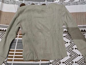 Sage khakhi Ribbed Long Sleeve Top