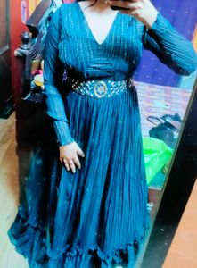 Teal Embellished Maxi Dress