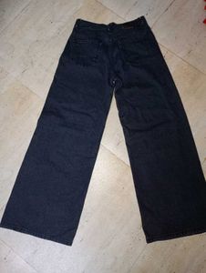 Wide Leg Black Denim Jeans