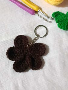 Pink and brown Flower Keychain