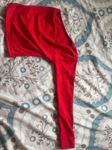 Red Long Sleeve one shoulder Top