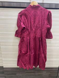 Maroon Eyelet Dress