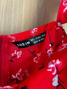 Shein- Red Floral Print Mini Dress - Free Delivery