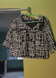 Abstract Print Cropped Jacket