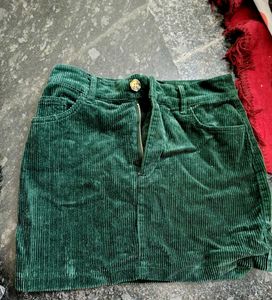 Green Corduroy Mini Skirt