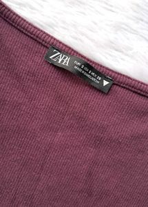 Zara Burgundy Fitted Top