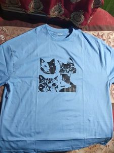 Shein Cute Cat Print Tee New Oversized