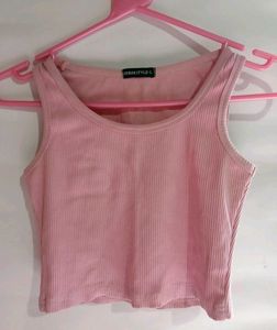 Pink Ribbed Crop Tank