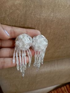 Brand New Korean  White Crystal Earrings