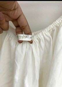 Berrylush White Bardot Top | Size Xs