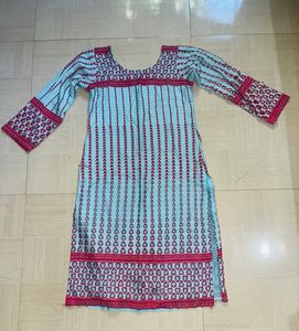 Blue &amp; Pink Printed Kurti