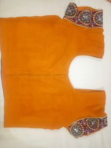 Orange Party Wear Saree With Blouse