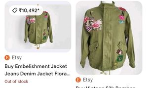 Zara Rare Find Emberiodery  Womens  Green Jacket