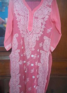 Pink Chikankaari Embroidered Kurta Set