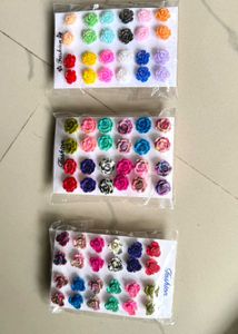 Charming Multi-Color Rose Stud Earrings Set