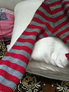 Striped Red &amp; Grey Sweater