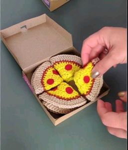 Pizza Coaster Set - Handmade Crochet